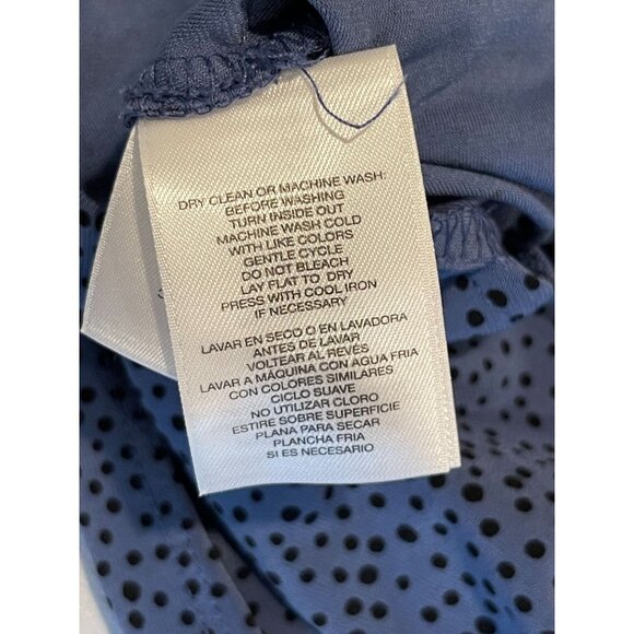 Anne Klein Women Wrap Blouse Top Polka Dots Long Sleeve Drawstring Blue Sz Large - Picture 7 of 8